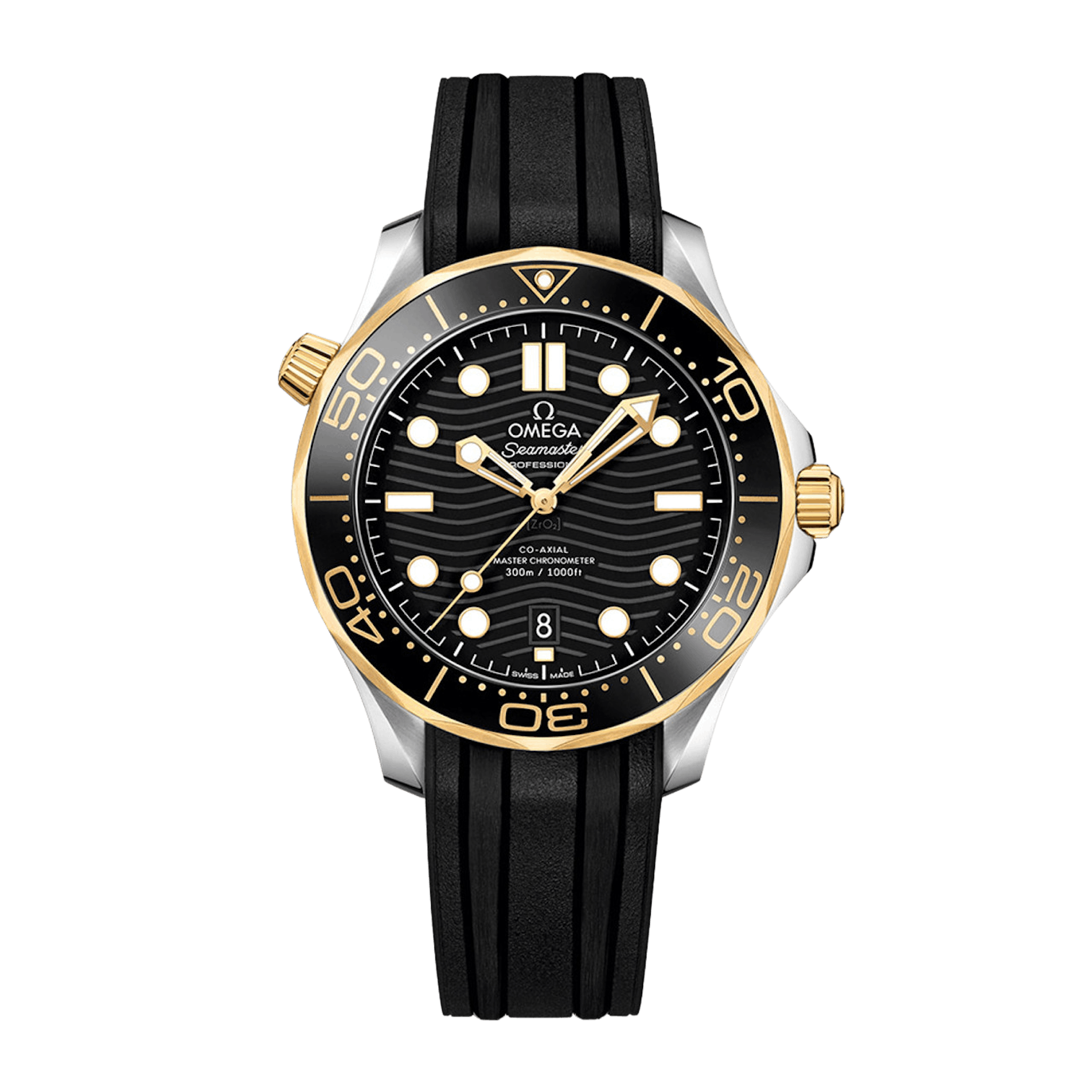 Vertical Omega Seamaster Diver 300M 42mm 18K Yellow Gold & Steel 210.22.42.20.01.001