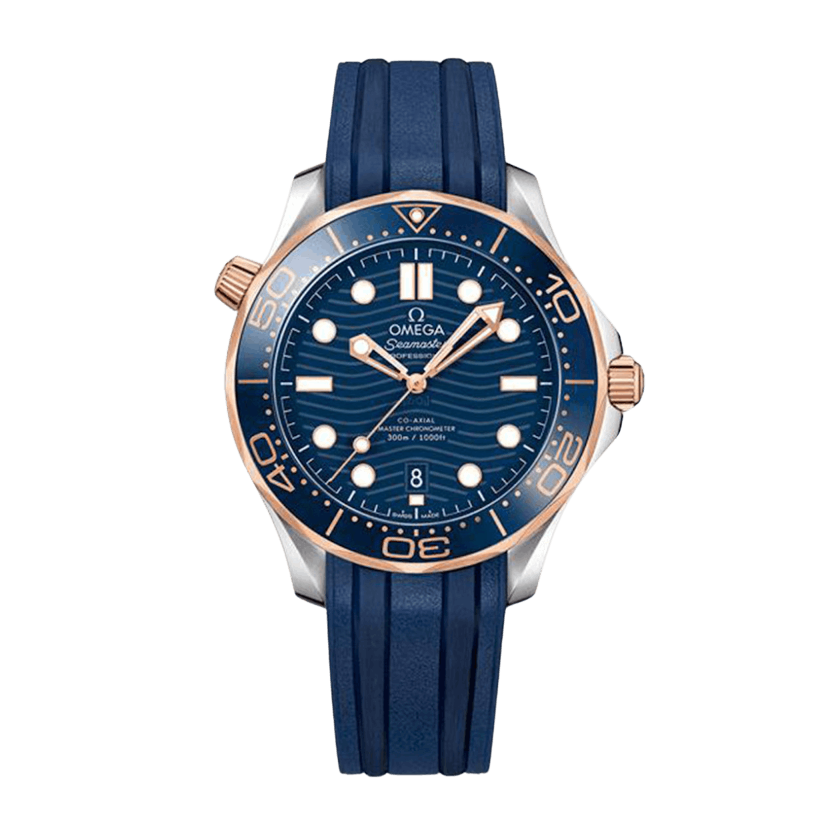 Vertical Omega Seamaster Diver 300M 18K Sedna Gold & Steel 42mm 210.22.42.20.03.002
