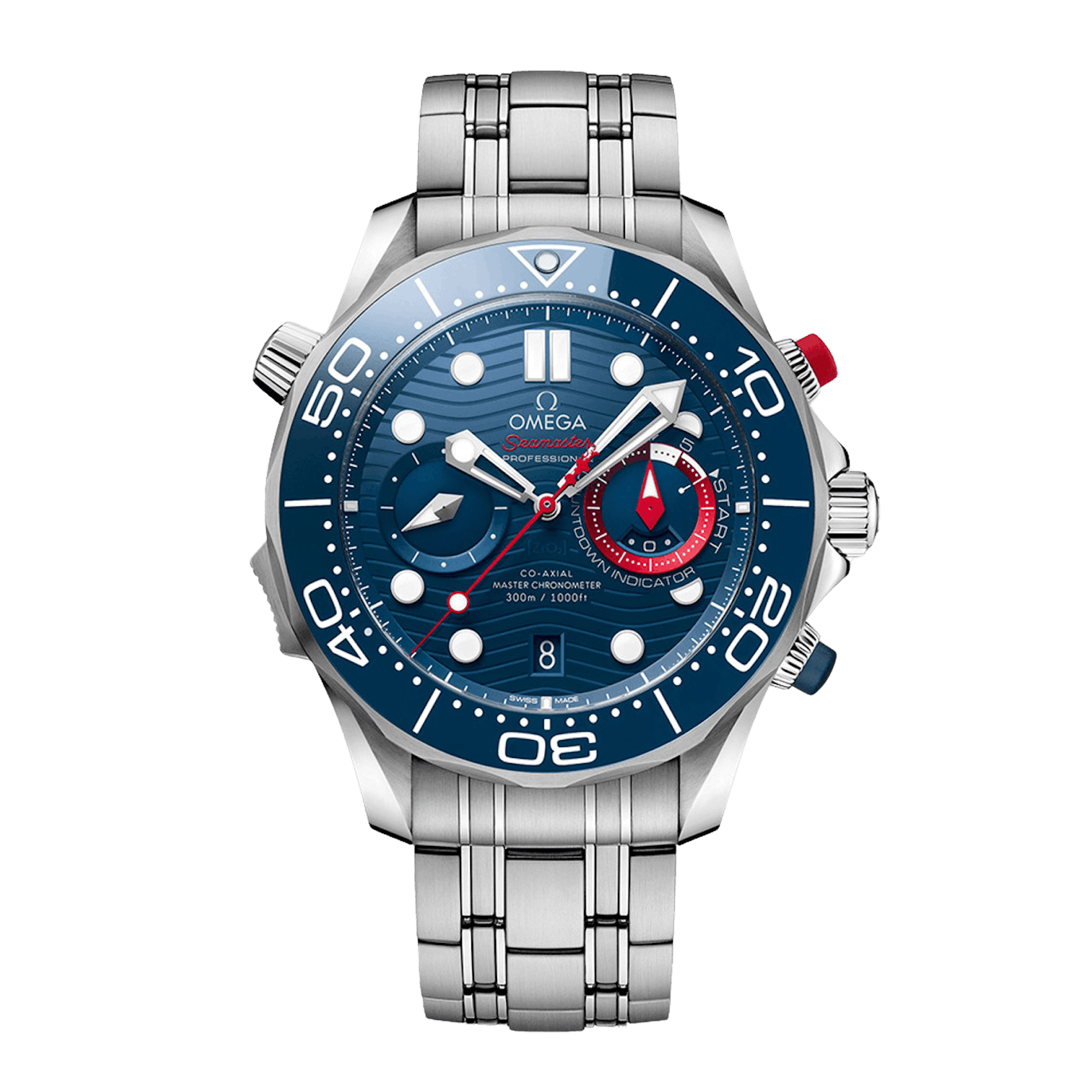 Vertical Omega Seamaster Diver 300M Chronograph America's Cup 44mm 210.30.44.51.03.002