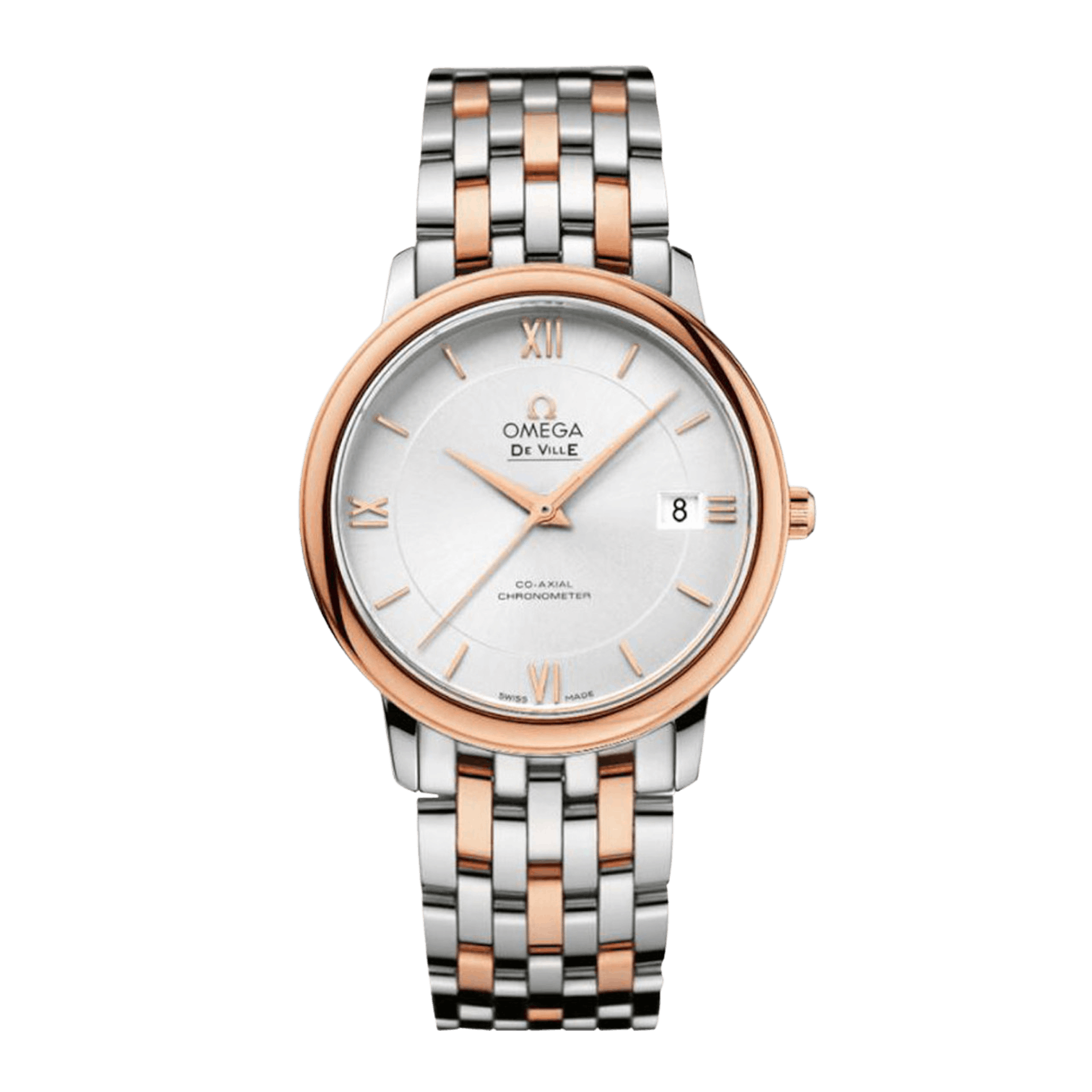Vertical Omega De Ville Prestige 18K Rose Gold & Steel 36.8mm 424.20.37.20.02.002