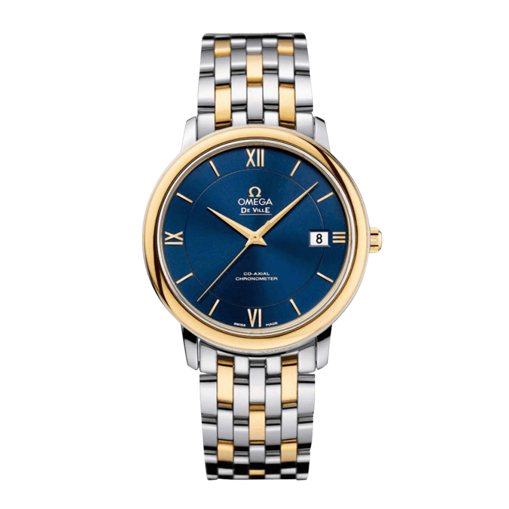 Vertical Omega De Ville Prestige 18K Yellow Gold & Steel 36.8mm 424.20.37.20.03.001