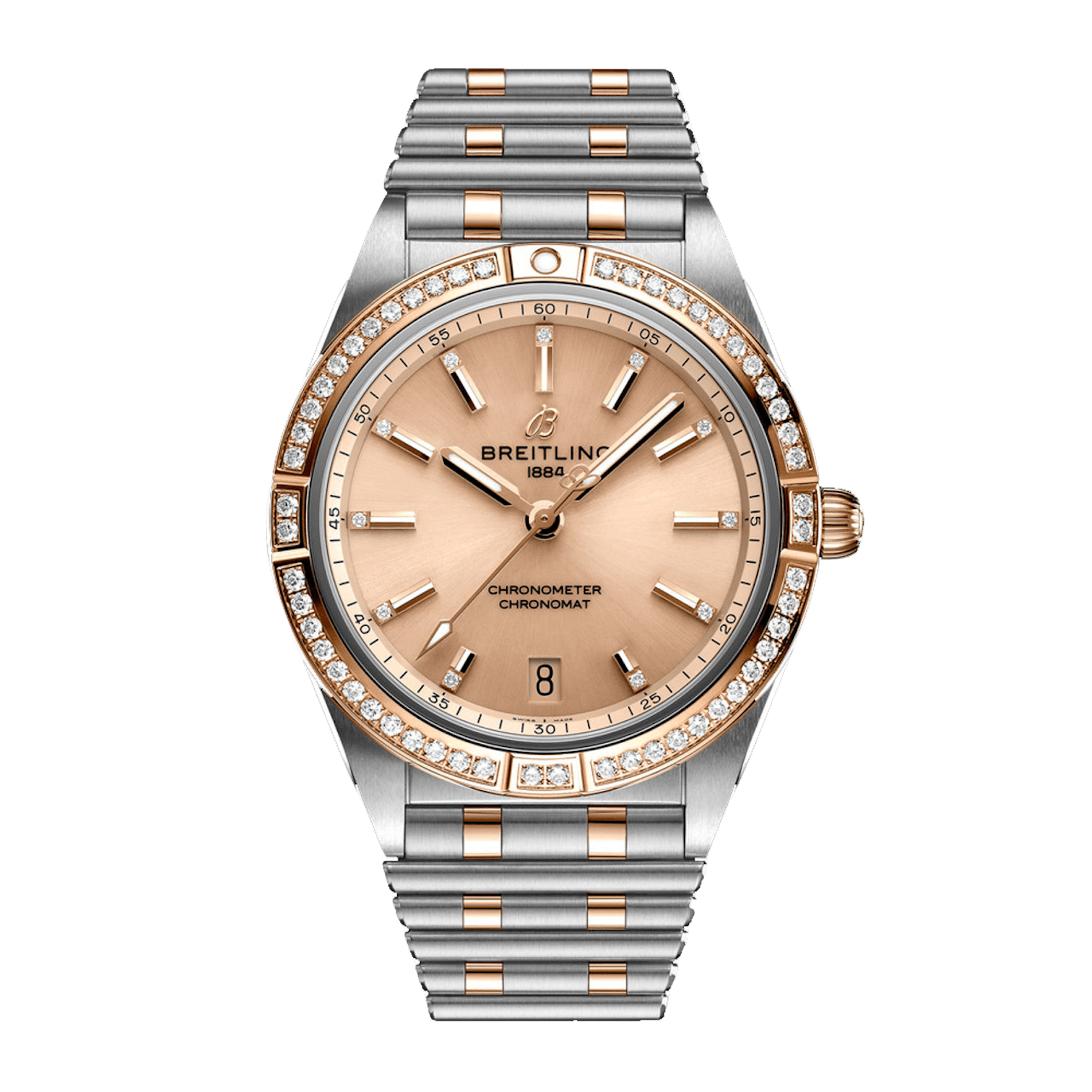 Vertical Breitling Chronomat 36 Automatic 18K Rose Gold & Steel U10380591K1U1